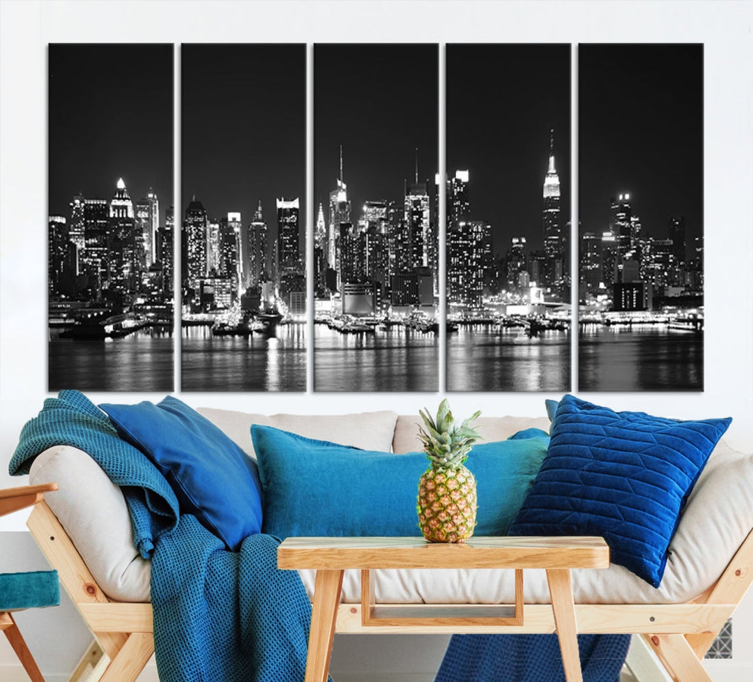 NEW YORK Night Skyline Large Wall Art Cityscape Canvas Print