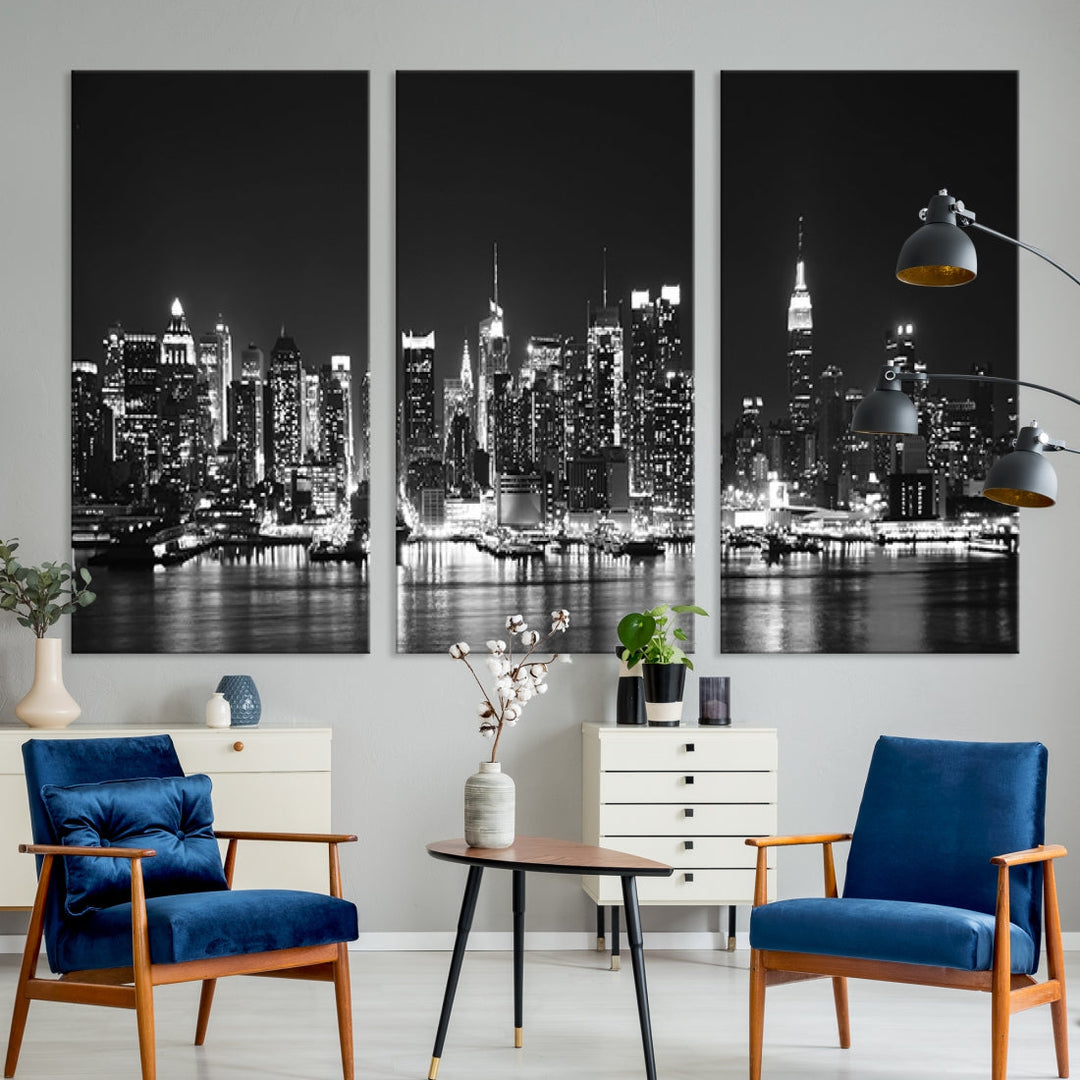 NEW YORK Night Skyline Large Wall Art Cityscape Canvas Print