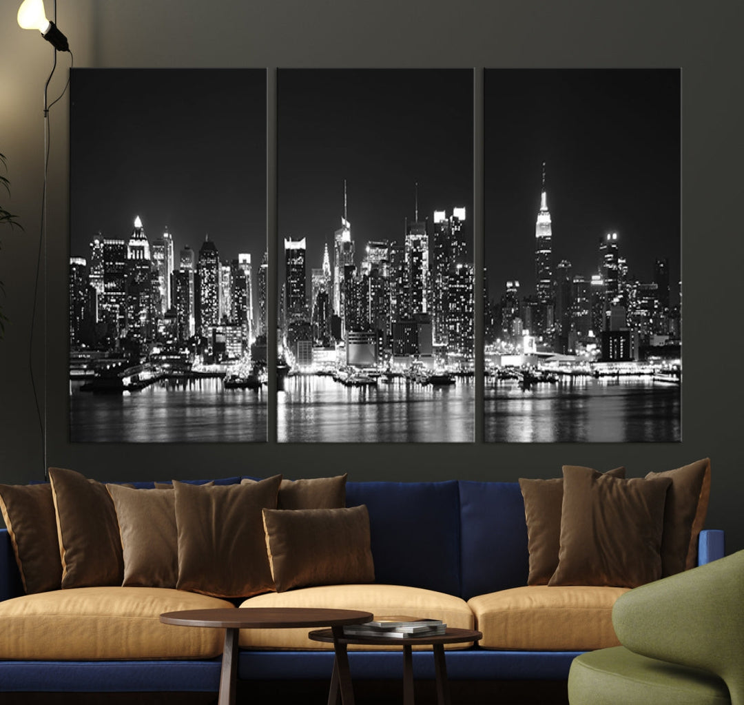 NEW YORK Night Skyline Large Wall Art Cityscape Canvas Print