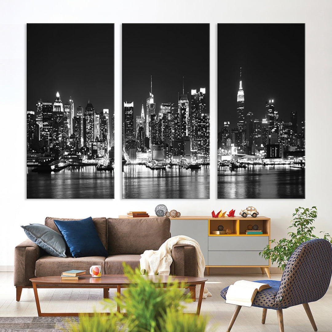 NEW YORK Night Skyline Large Wall Art Cityscape Canvas Print