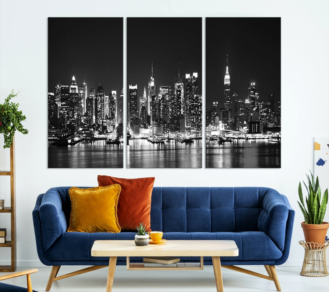 NEW YORK Night Skyline Large Wall Art Cityscape Canvas Print