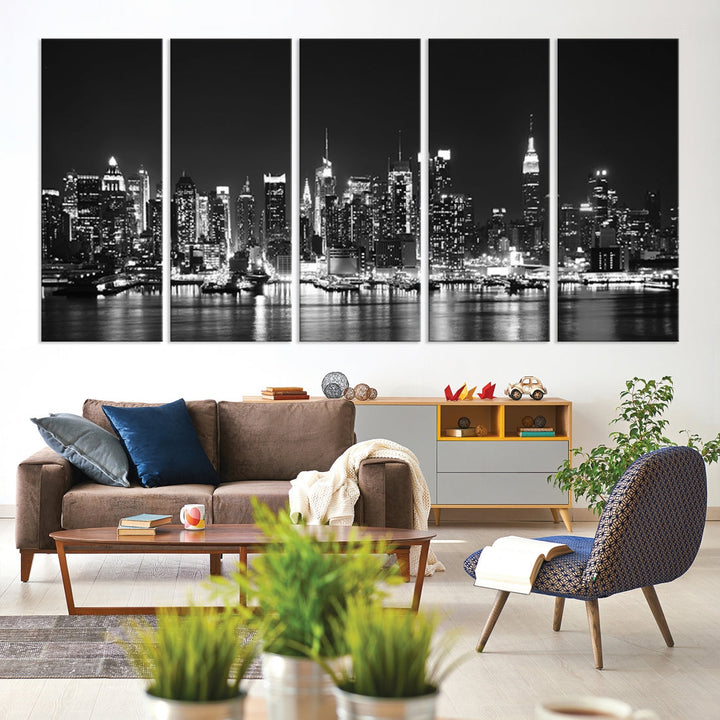 NEW YORK Night Skyline Large Wall Art Cityscape Canvas Print