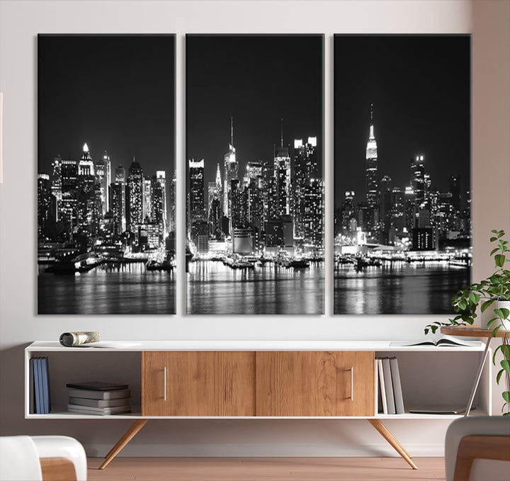 NEW YORK Night Skyline Large Wall Art Cityscape Canvas Print