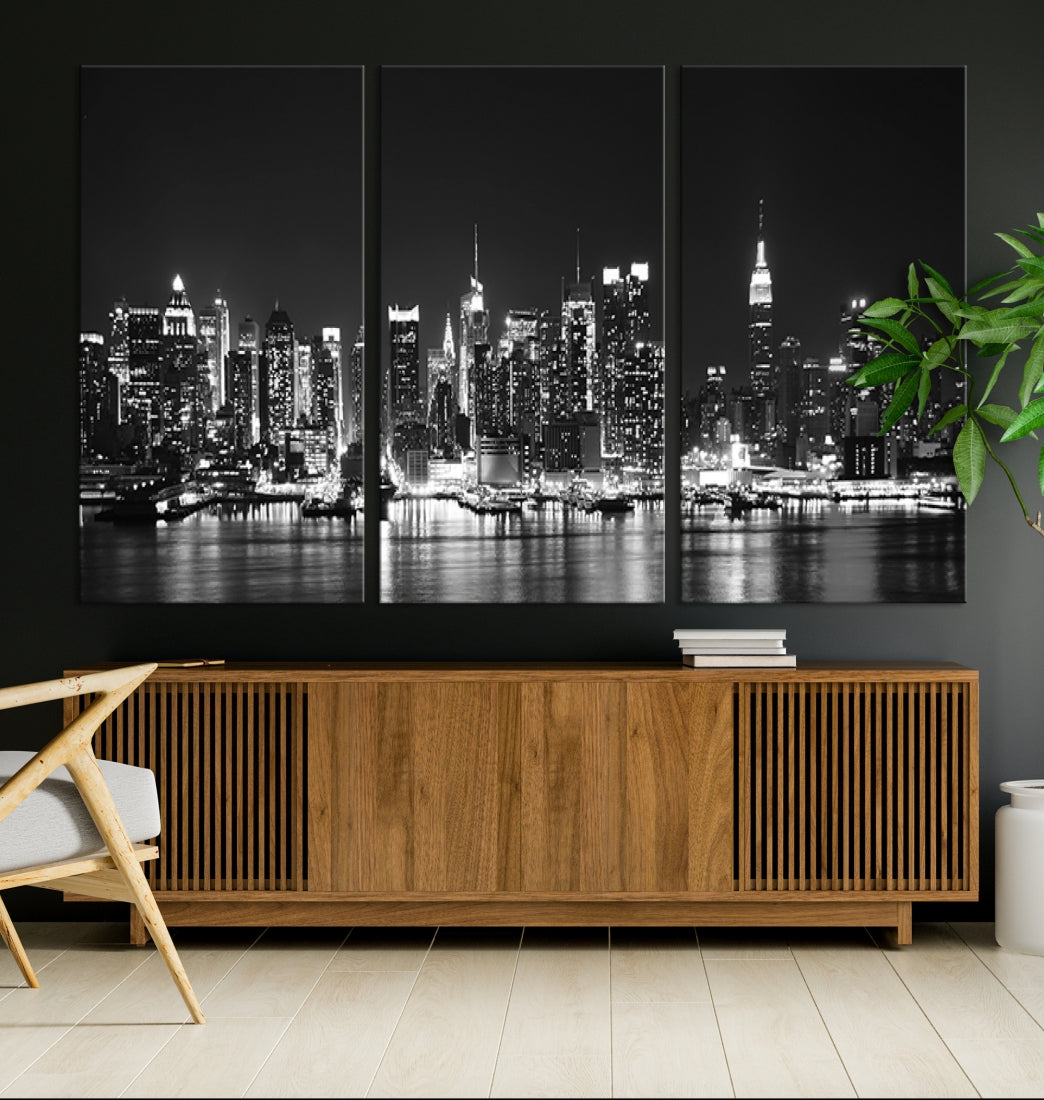 NEW YORK Night Skyline Large Wall Art Cityscape Canvas Print