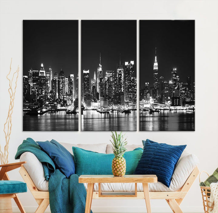 NEW YORK Night Skyline Large Wall Art Cityscape Canvas Print