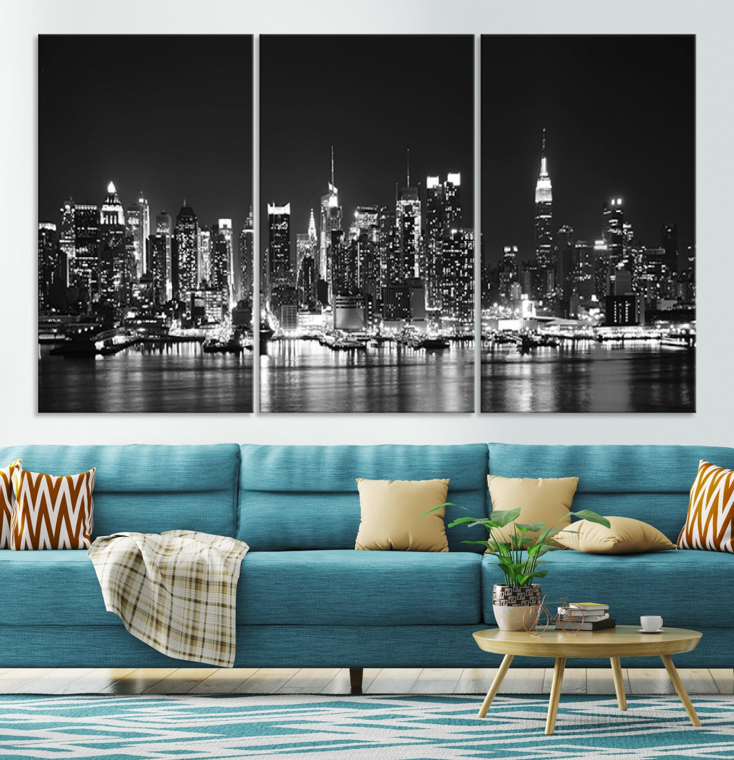 NEW YORK Night Skyline Large Wall Art Cityscape Canvas Print