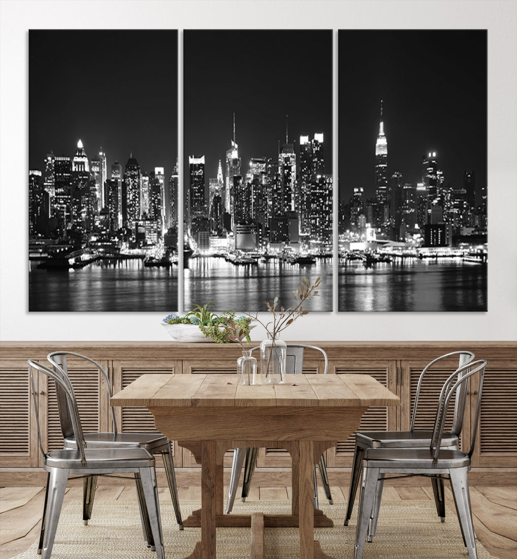 NEW YORK Night Skyline Large Wall Art Cityscape Canvas Print