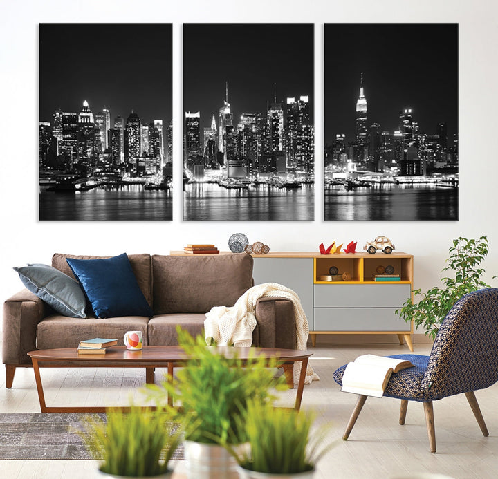 NEW YORK Night Skyline Large Wall Art Cityscape Canvas Print