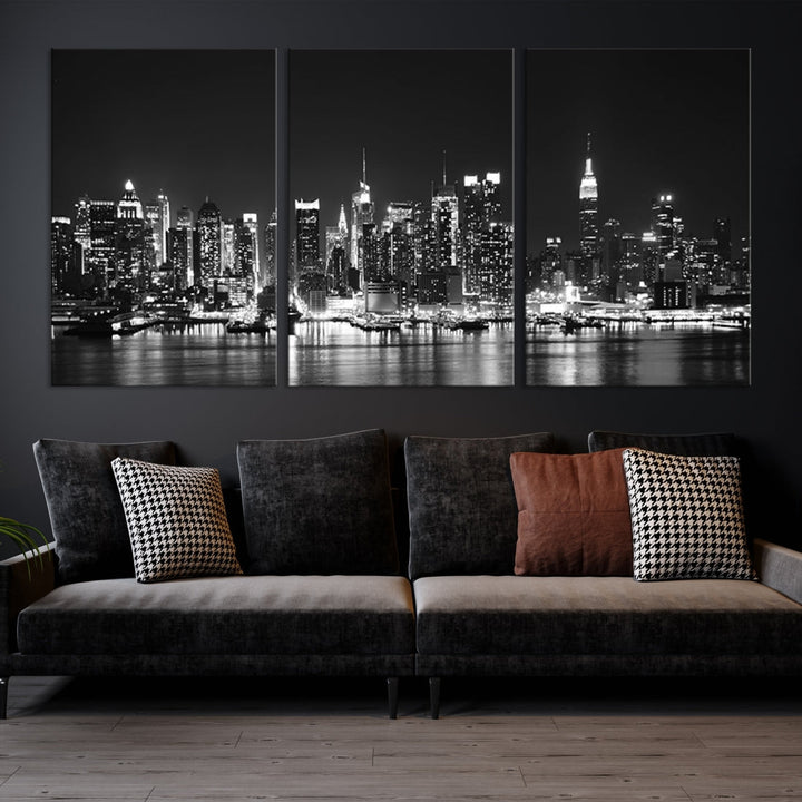 NEW YORK Night Skyline Large Wall Art Cityscape Canvas Print