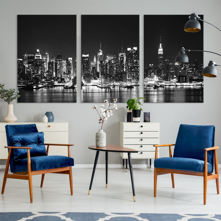 NEW YORK Night Skyline Large Wall Art Cityscape Canvas Print