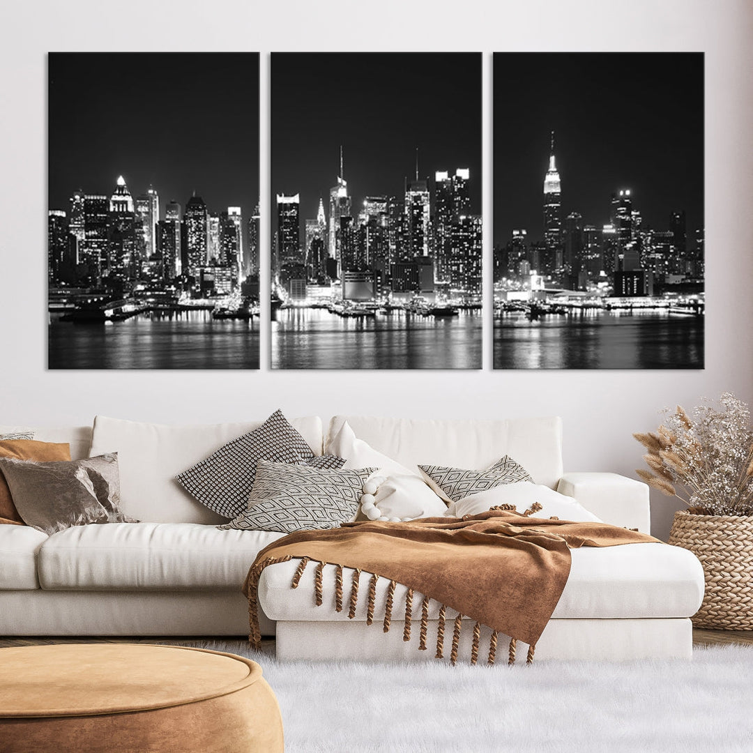 NEW YORK Night Skyline Large Wall Art Cityscape Canvas Print