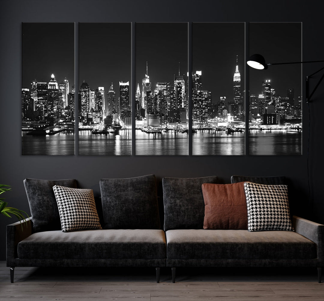 NEW YORK Night Skyline Large Wall Art Cityscape Canvas Print