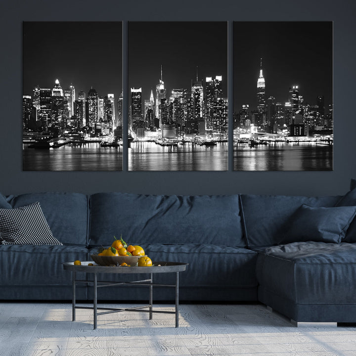 NEW YORK Night Skyline Large Wall Art Cityscape Canvas Print