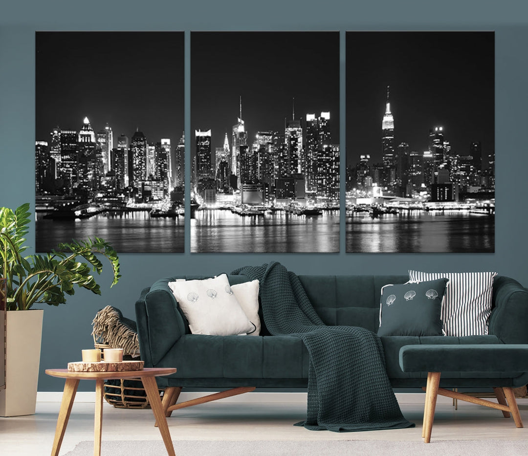 NEW YORK Night Skyline Large Wall Art Cityscape Canvas Print