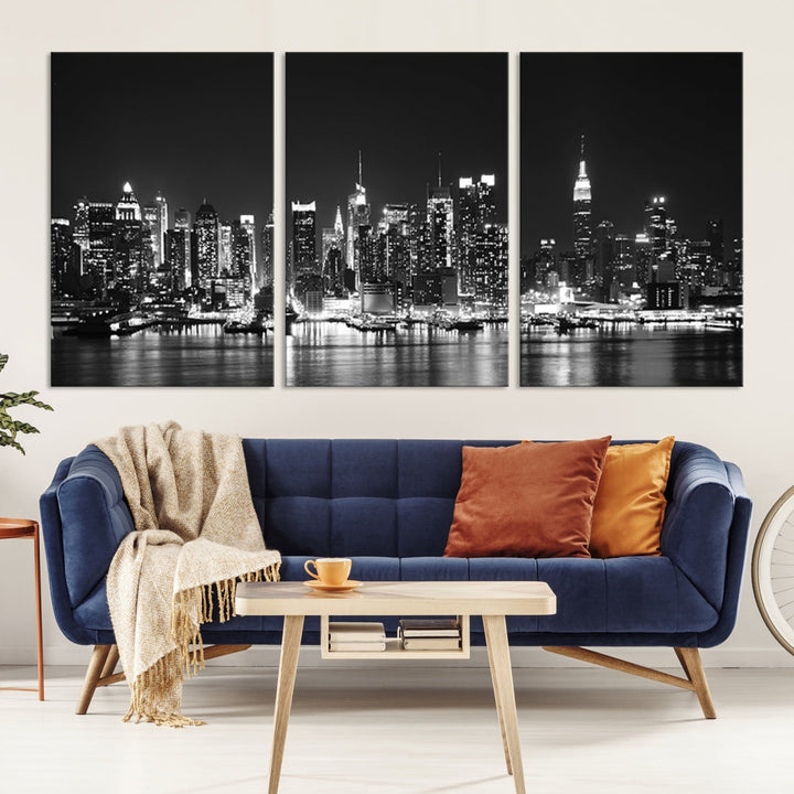 NEW YORK Night Skyline Large Wall Art Cityscape Canvas Print