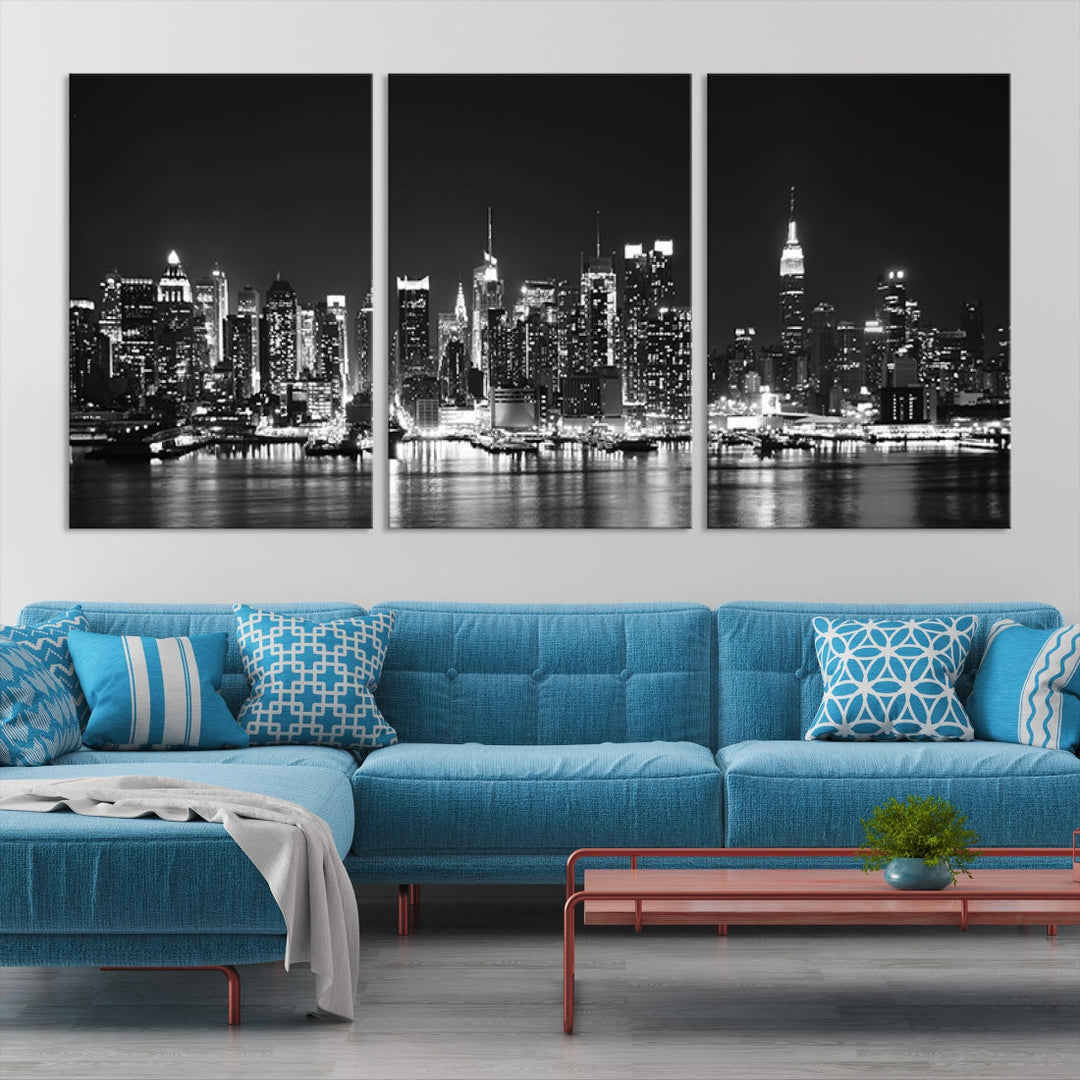 NEW YORK Night Skyline Large Wall Art Cityscape Canvas Print