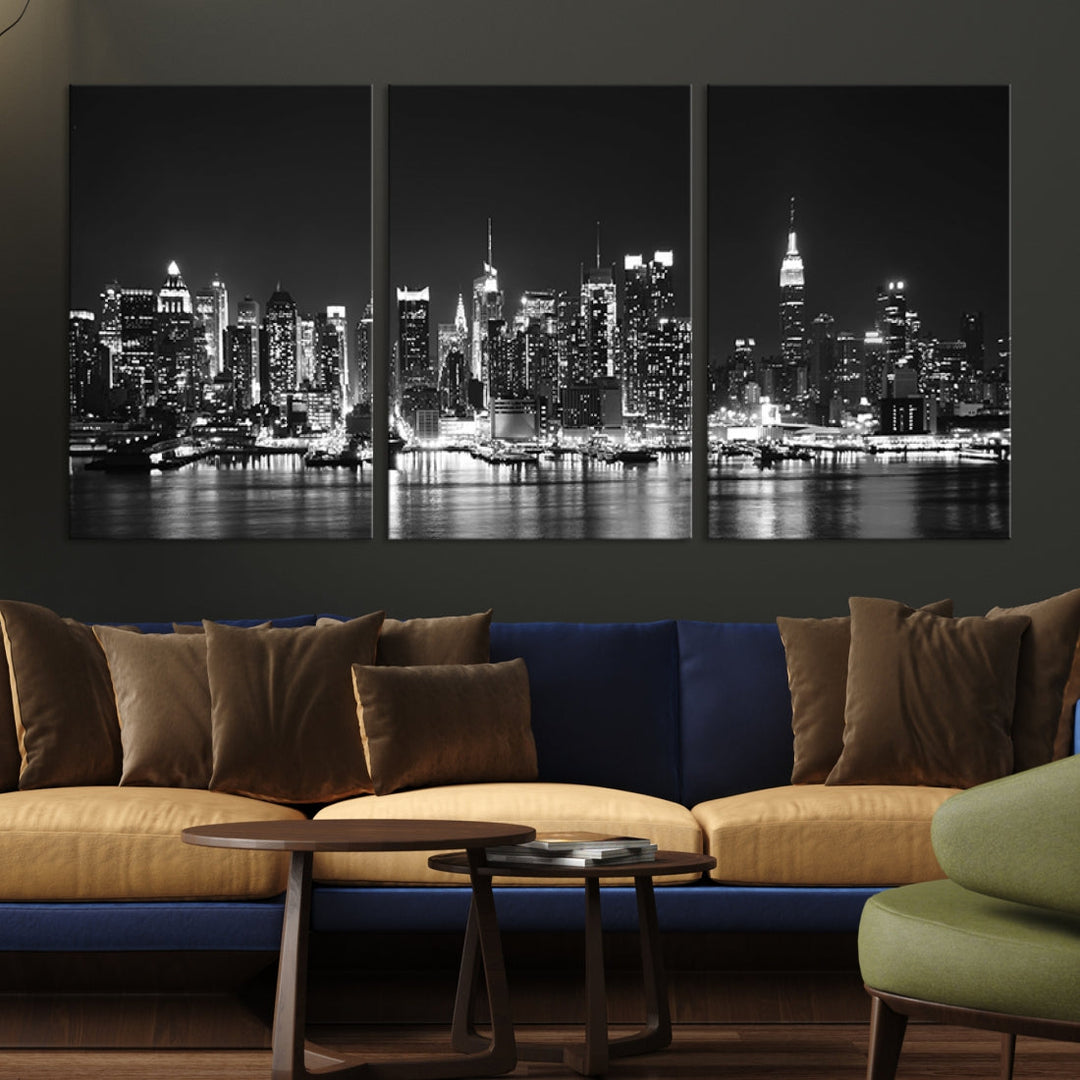 NEW YORK Night Skyline Large Wall Art Cityscape Canvas Print