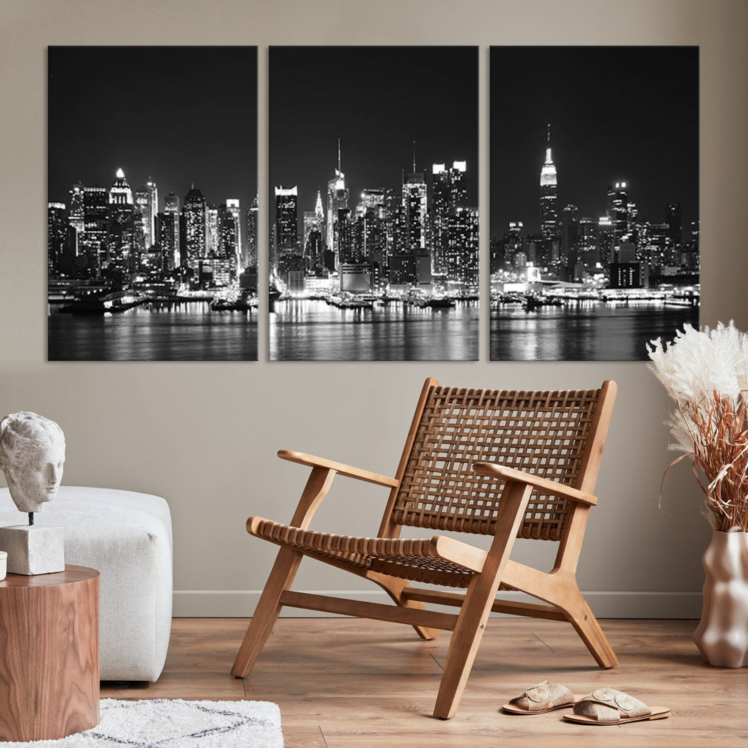 NEW YORK Night Skyline Large Wall Art Cityscape Canvas Print