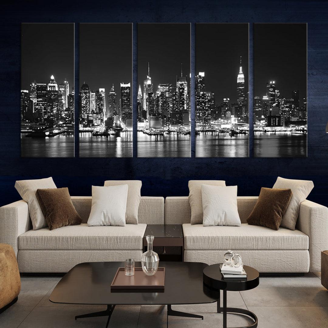 NEW YORK Night Skyline Large Wall Art Cityscape Canvas Print