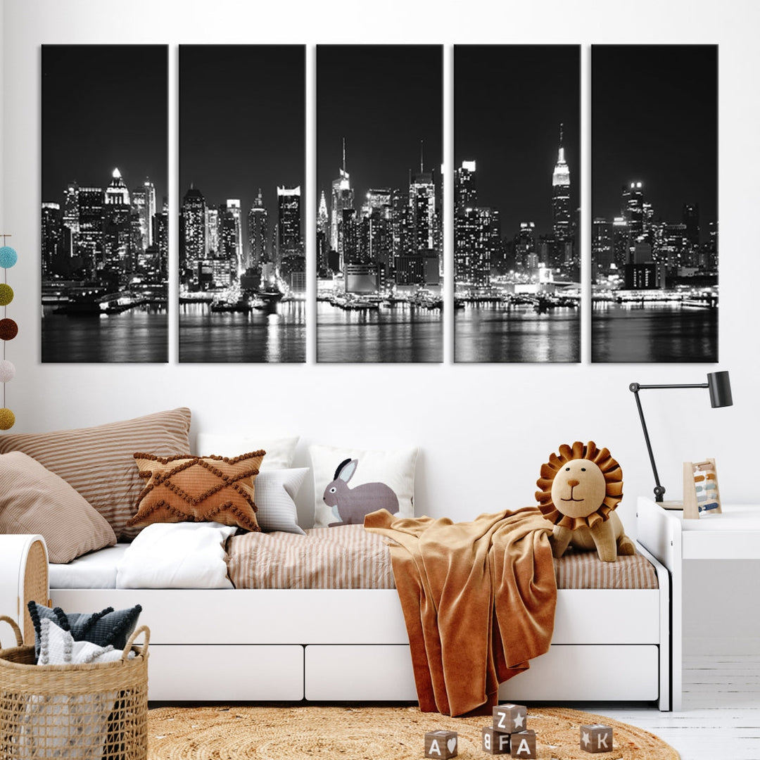 NEW YORK Night Skyline Large Wall Art Cityscape Canvas Print