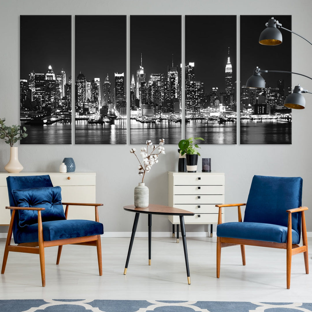 NEW YORK Night Skyline Large Wall Art Cityscape Canvas Print