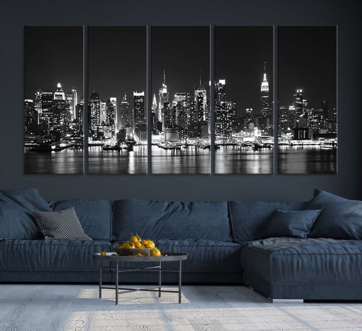 NEW YORK Night Skyline Large Wall Art Cityscape Canvas Print