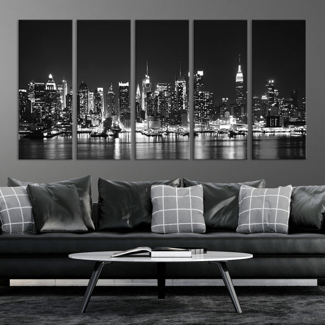 NEW YORK Night Skyline Large Wall Art Cityscape Canvas Print