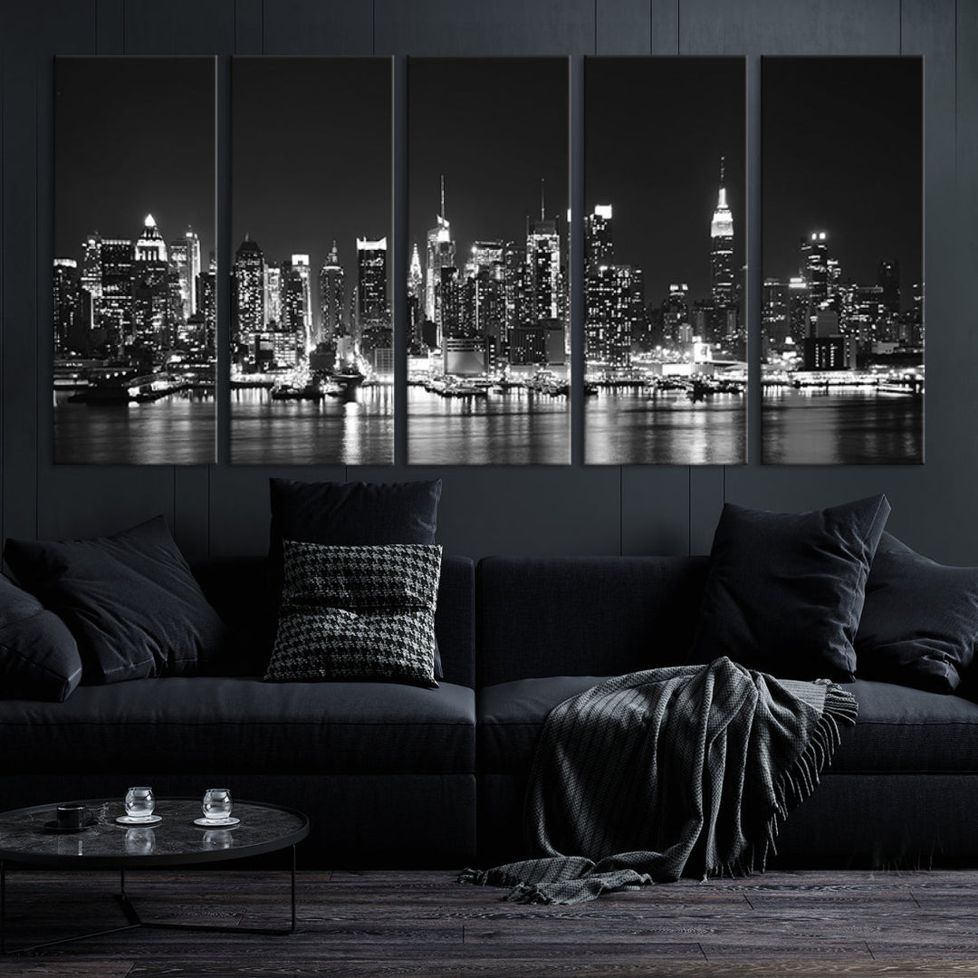 NEW YORK Night Skyline Large Wall Art Cityscape Canvas Print