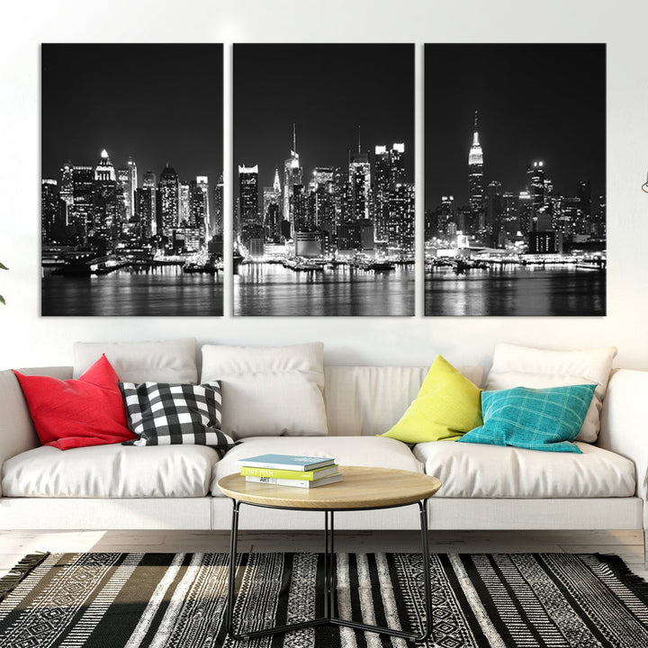 NEW YORK Night Skyline Large Wall Art Cityscape Canvas Print