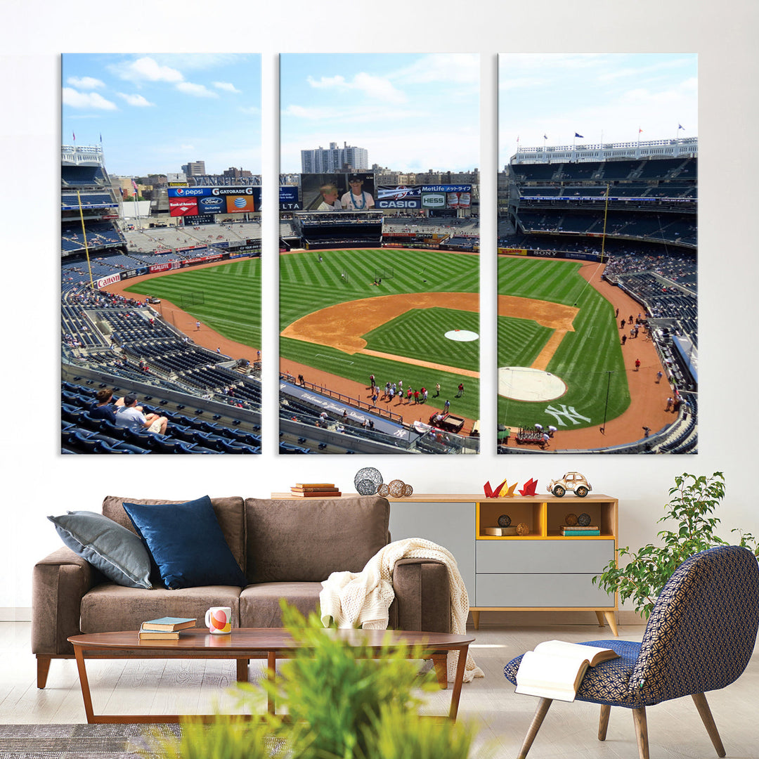 New York Yankees Stadium Wall Art Print, New York Yankees Baseball Stadium in Canvas Print MLB Wall Art Baseball Fans Gift Dorm Wall Art