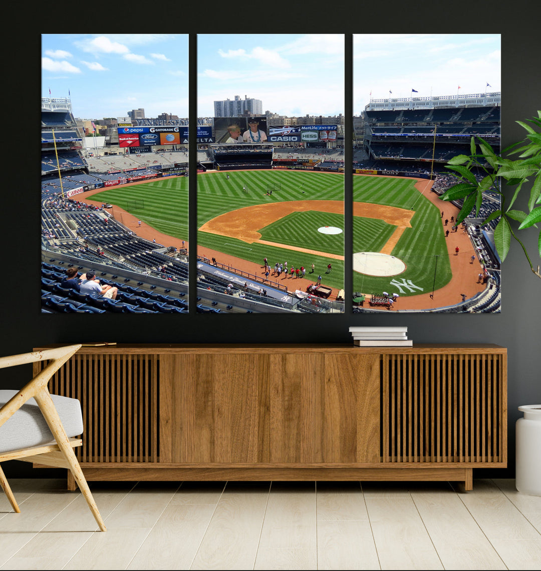 New York Yankees Stadium Wall Art Print, New York Yankees Baseball Stadium in Canvas Print MLB Wall Art Baseball Fans Gift Dorm Wall Art