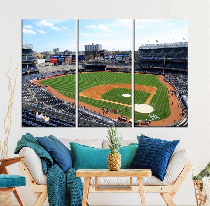 New York Yankees Stadium Wall Art Print, New York Yankees Baseball Stadium in Canvas Print MLB Wall Art Baseball Fans Gift Dorm Wall Art