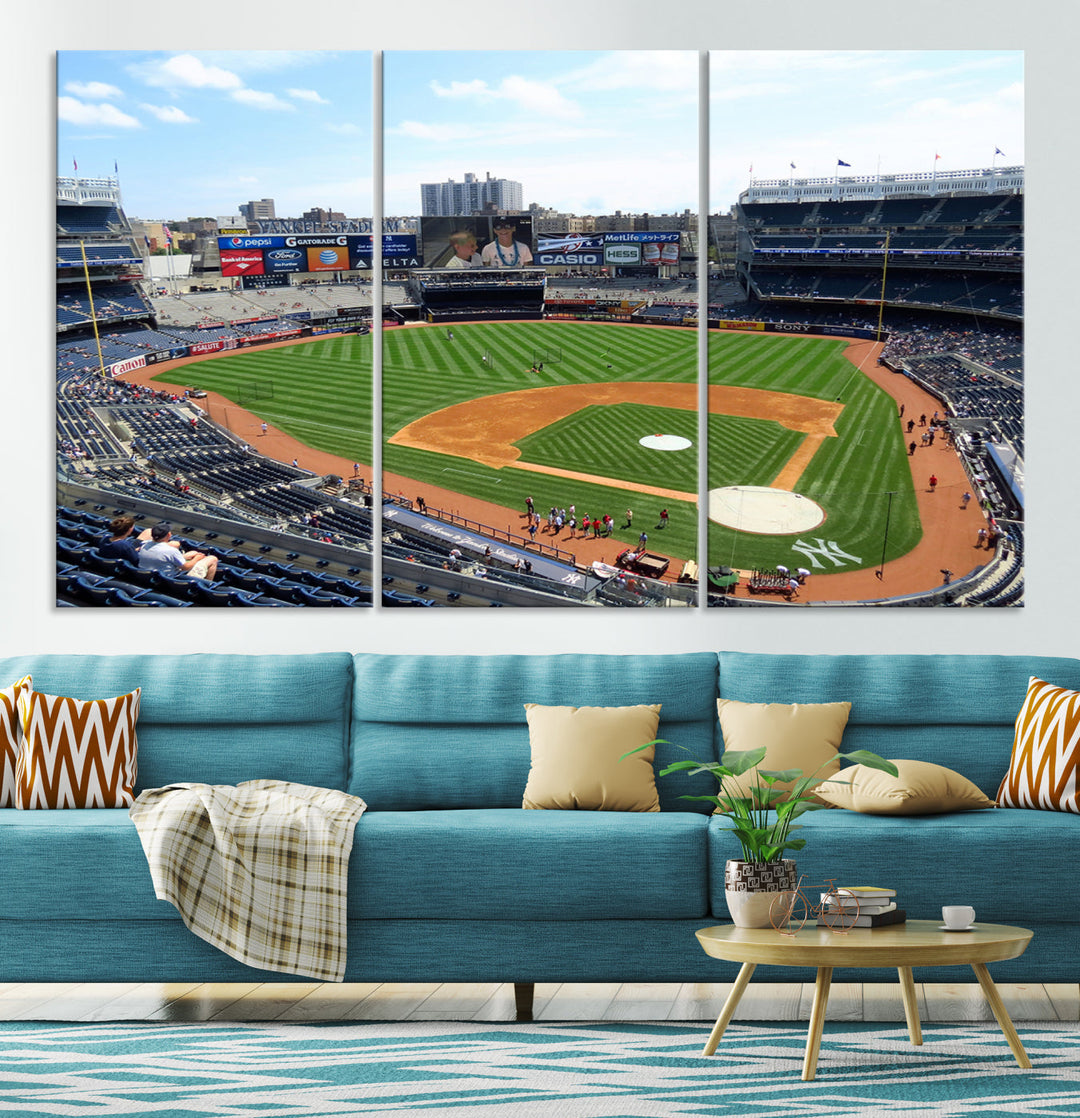 New York Yankees Stadium Wall Art Print, New York Yankees Baseball Stadium in Canvas Print MLB Wall Art Baseball Fans Gift Dorm Wall Art