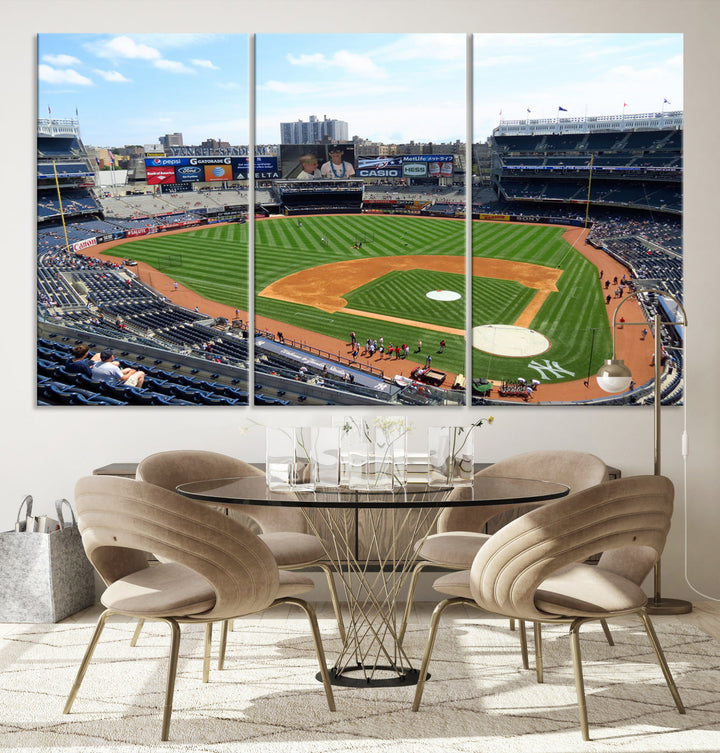 New York Yankees Stadium Wall Art Print, New York Yankees Baseball Stadium in Canvas Print MLB Wall Art Baseball Fans Gift Dorm Wall Art