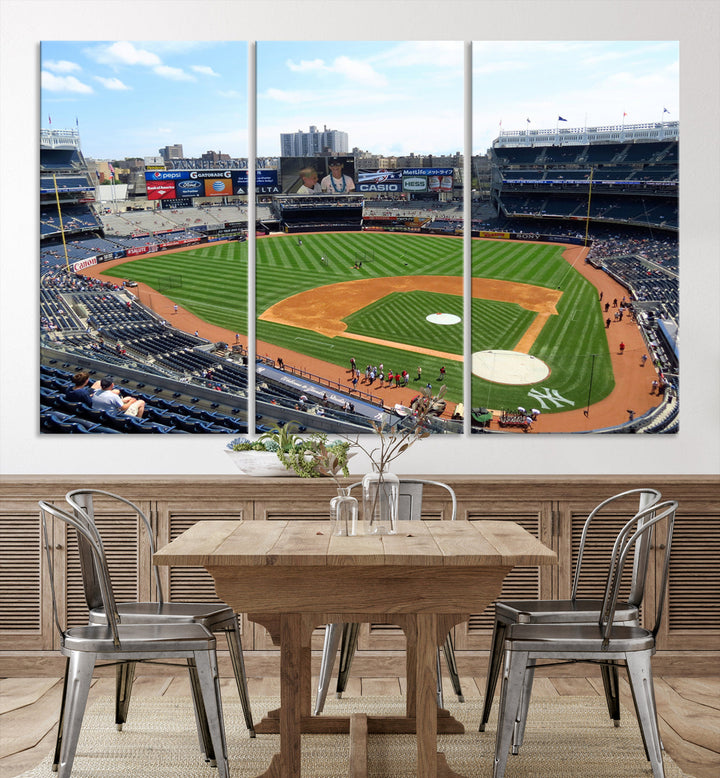 New York Yankees Stadium Wall Art Print, New York Yankees Baseball Stadium in Canvas Print MLB Wall Art Baseball Fans Gift Dorm Wall Art