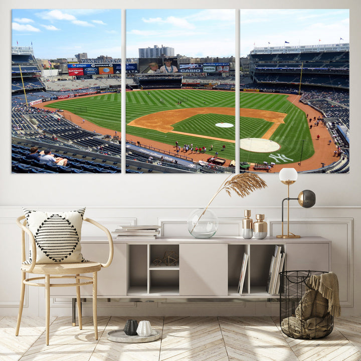 New York Yankees Stadium Wall Art Print, New York Yankees Baseball Stadium in Canvas Print MLB Wall Art Baseball Fans Gift Dorm Wall Art