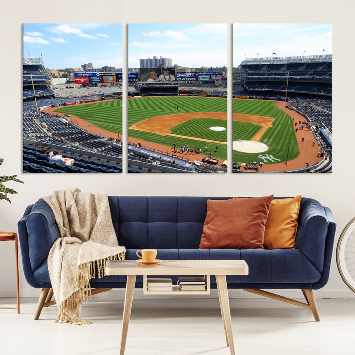 New York Yankees Stadium Wall Art Print, New York Yankees Baseball Stadium in Canvas Print MLB Wall Art Baseball Fans Gift Dorm Wall Art