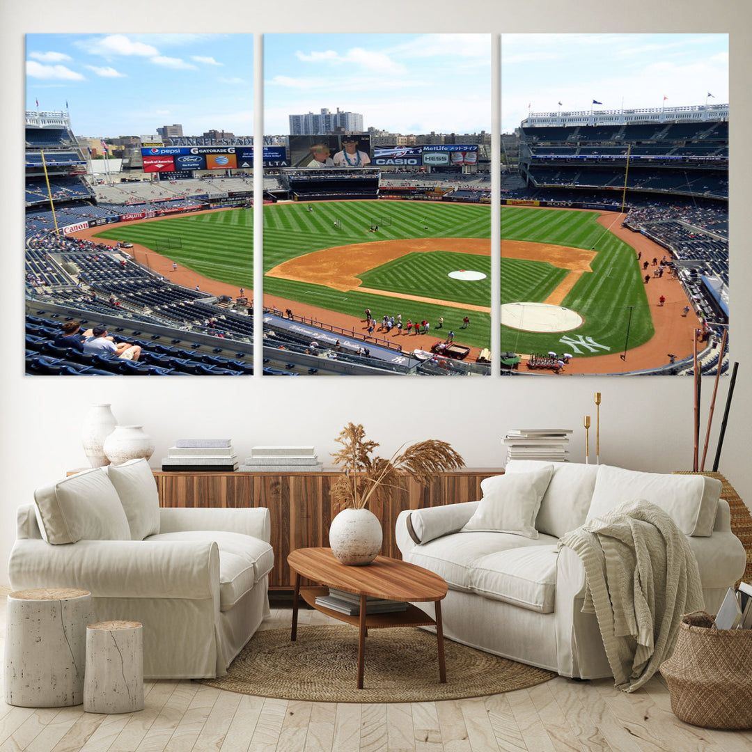 New York Yankees Stadium Wall Art Print, New York Yankees Baseball Stadium in Canvas Print MLB Wall Art Baseball Fans Gift Dorm Wall Art