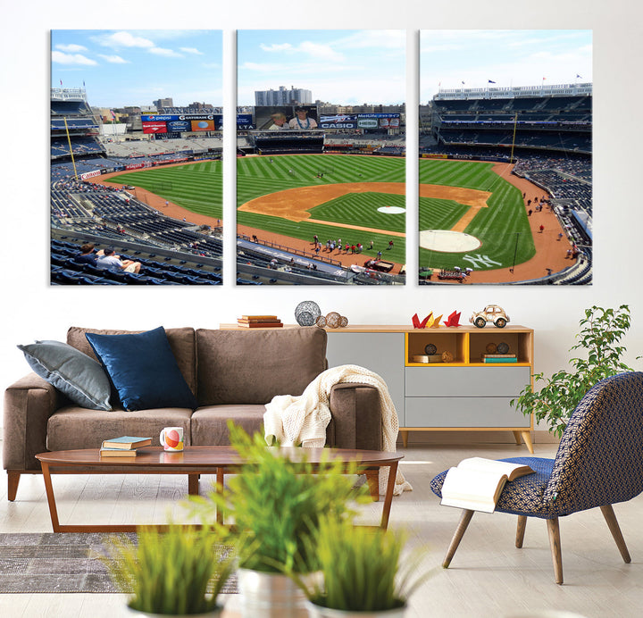 New York Yankees Stadium Wall Art Print, New York Yankees Baseball Stadium in Canvas Print MLB Wall Art Baseball Fans Gift Dorm Wall Art