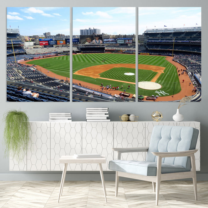 New York Yankees Stadium Wall Art Print, New York Yankees Baseball Stadium in Canvas Print MLB Wall Art Baseball Fans Gift Dorm Wall Art