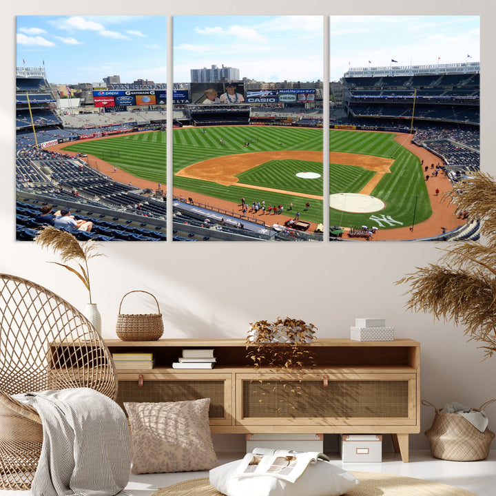 New York Yankees Stadium Wall Art Print, New York Yankees Baseball Stadium in Canvas Print MLB Wall Art Baseball Fans Gift Dorm Wall Art