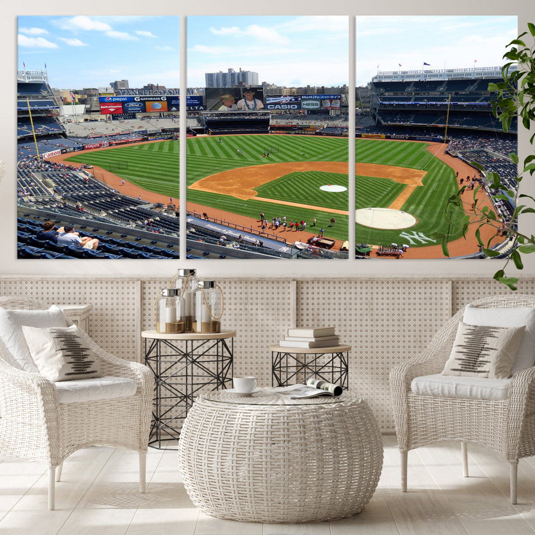 New York Yankees Stadium Wall Art Print, New York Yankees Baseball Stadium in Canvas Print MLB Wall Art Baseball Fans Gift Dorm Wall Art