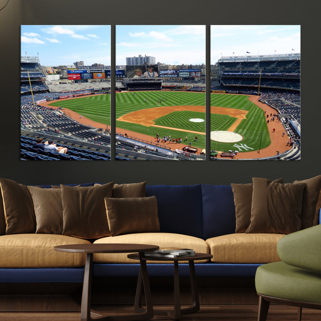 New York Yankees Stadium Wall Art Print, New York Yankees Baseball Stadium in Canvas Print MLB Wall Art Baseball Fans Gift Dorm Wall Art