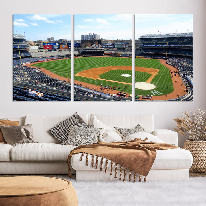 New York Yankees Stadium Wall Art Print, New York Yankees Baseball Stadium in Canvas Print MLB Wall Art Baseball Fans Gift Dorm Wall Art