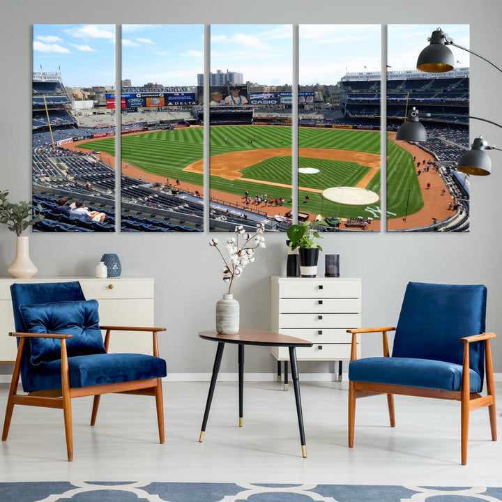 New York Yankees Stadium Wall Art Print, New York Yankees Baseball Stadium in Canvas Print MLB Wall Art Baseball Fans Gift Dorm Wall Art