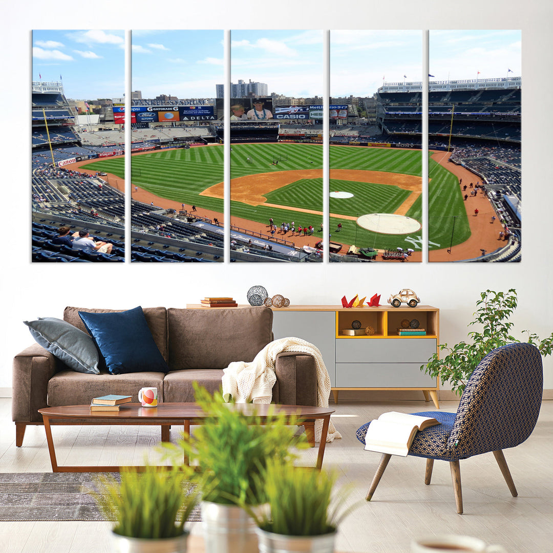 New York Yankees Stadium Wall Art Print, New York Yankees Baseball Stadium in Canvas Print MLB Wall Art Baseball Fans Gift Dorm Wall Art