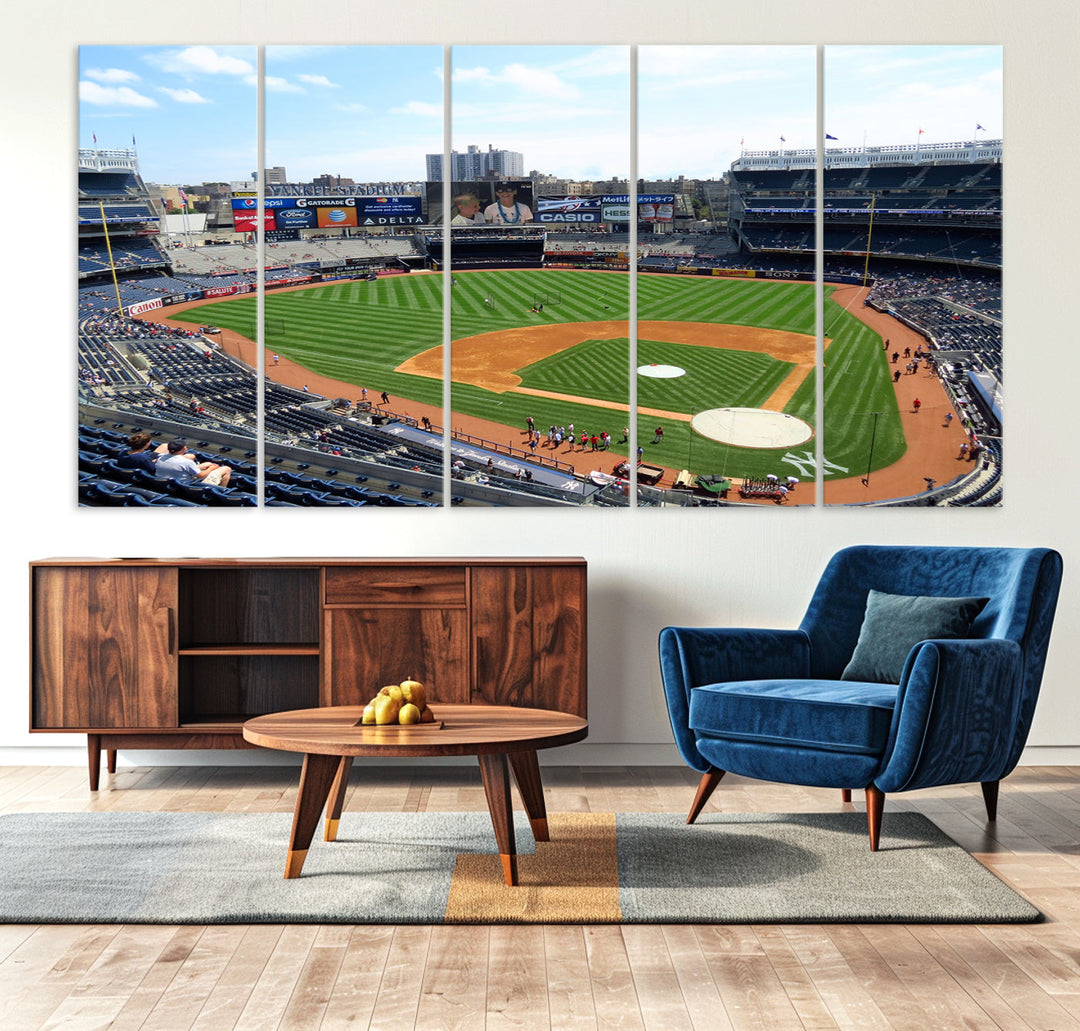 New York Yankees Stadium Wall Art Print, New York Yankees Baseball Stadium in Canvas Print MLB Wall Art Baseball Fans Gift Dorm Wall Art