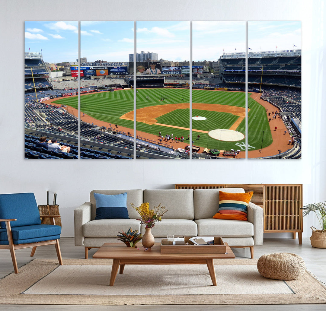 New York Yankees Stadium Wall Art Print, New York Yankees Baseball Stadium in Canvas Print MLB Wall Art Baseball Fans Gift Dorm Wall Art