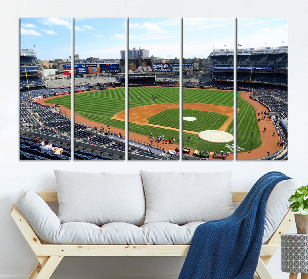 New York Yankees Stadium Wall Art Print, New York Yankees Baseball Stadium in Canvas Print MLB Wall Art Baseball Fans Gift Dorm Wall Art