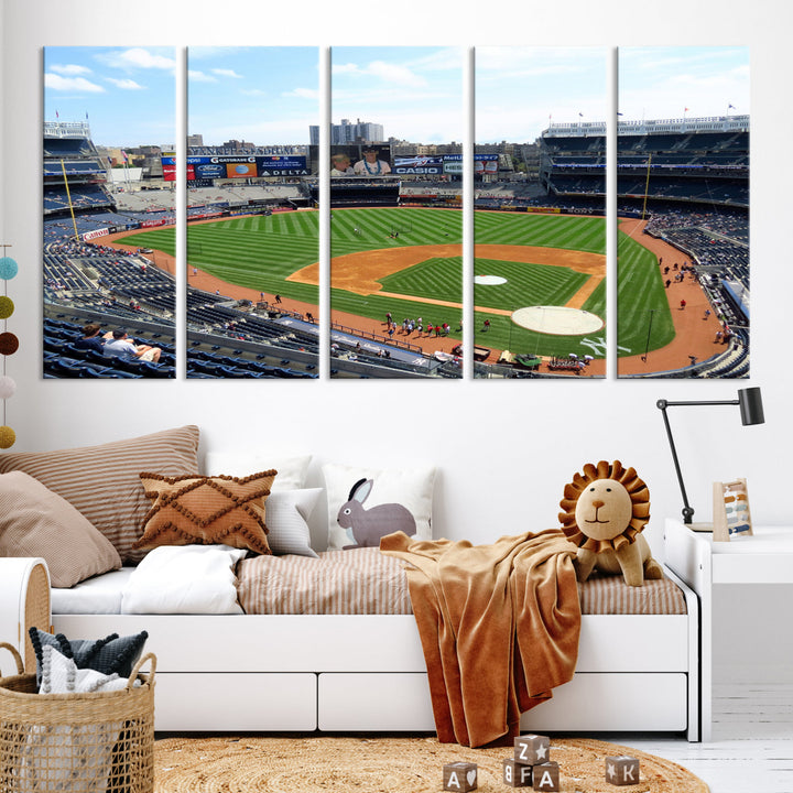 New York Yankees Stadium Wall Art Print, New York Yankees Baseball Stadium in Canvas Print MLB Wall Art Baseball Fans Gift Dorm Wall Art